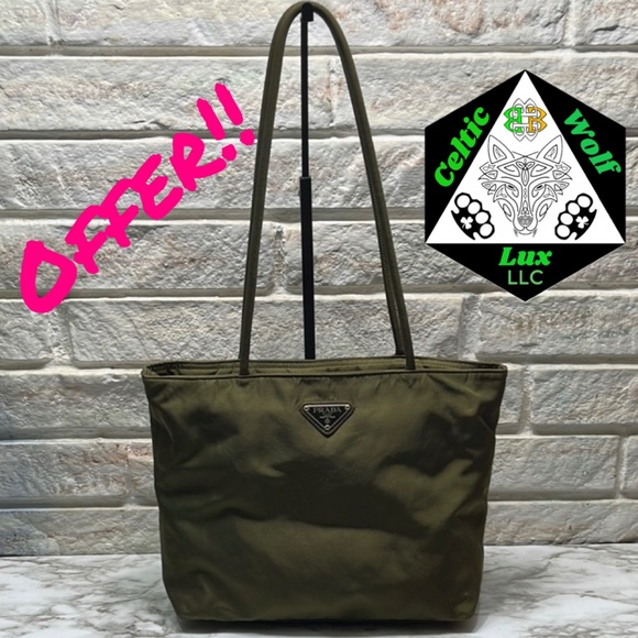 Prada Olive Green Tote Bag EUC - Picture 1 of 16
